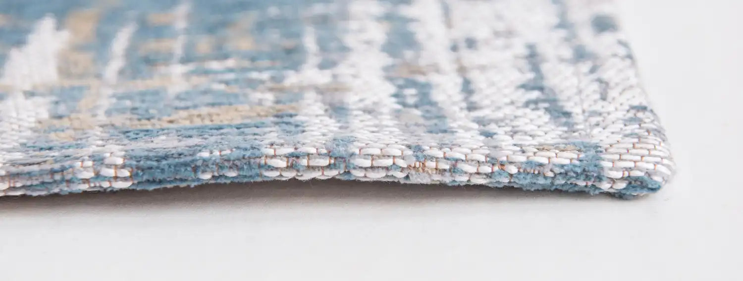 Louis de Poortere atlantic streaks 8718 long island blue Blue, Grey Living Room Flat Weave Rug.