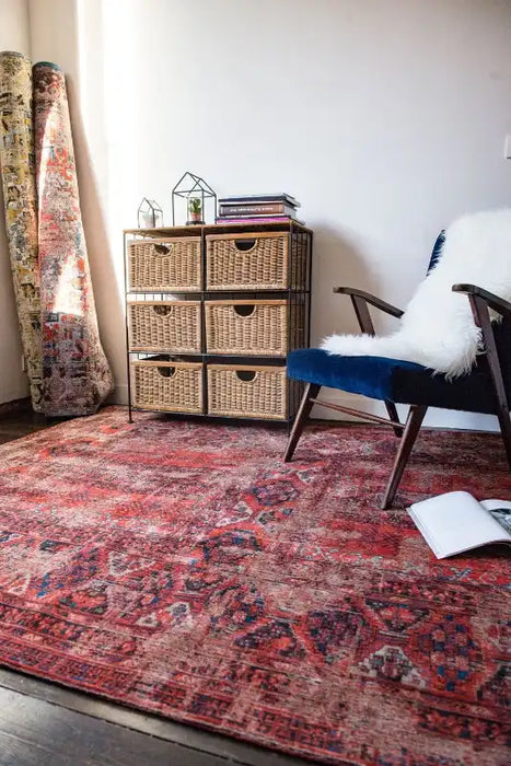 Louis de Poortere antiquarian hadschlu 8719 7 8 2 red Red Living Room Flat Weave Rug.