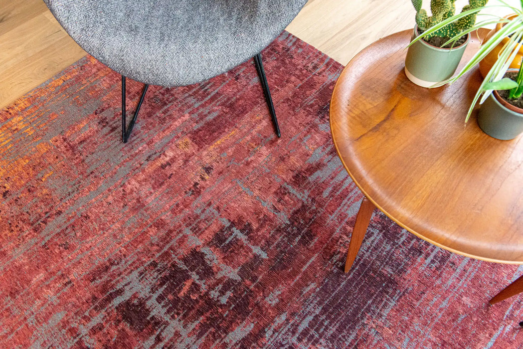 Louis de Poortere atlantic streaks 9125 nassau rose Multicoloured, Red Living Room Flat Weave Rug.