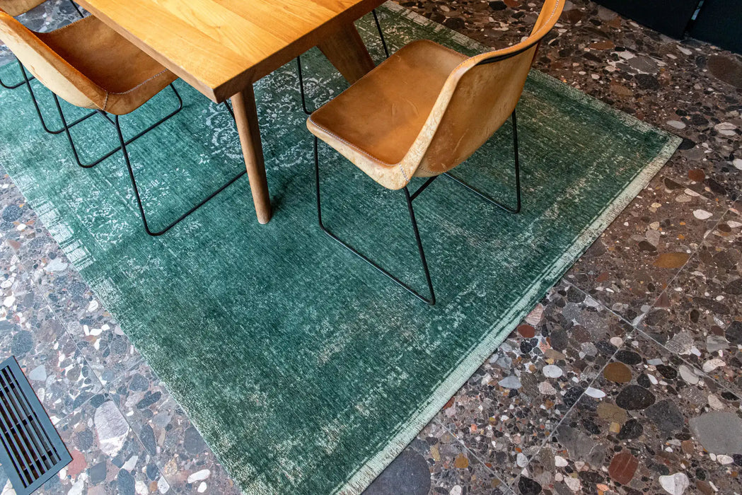 Louis de Poortere fading world medallion 9146 majestic forest Green Living Room Flat Weave Rug.