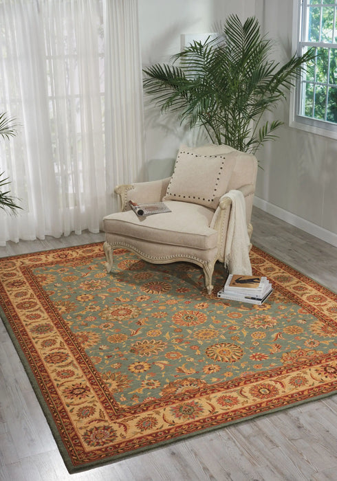 Nourison living treasures li05 aqua Green Living Room Wool Rug.