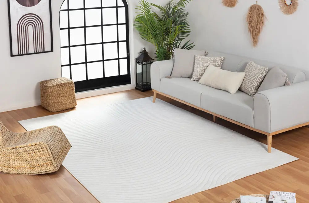 AYUMI In- & Outdoor Scandi Modern White Rug