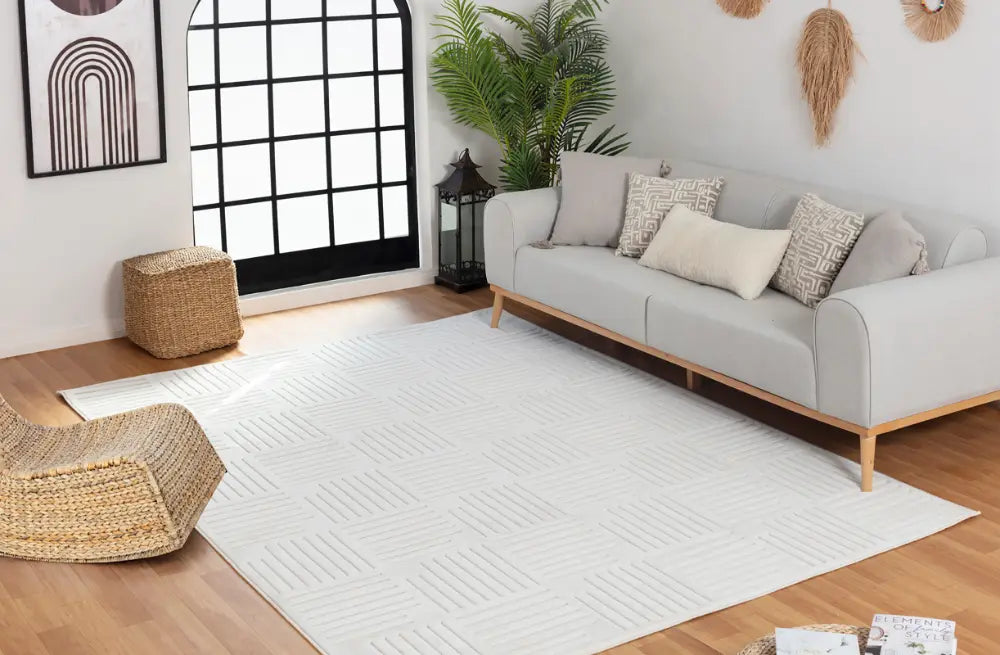 MIDORI In- & Outdoor Scandi Modern White Rug