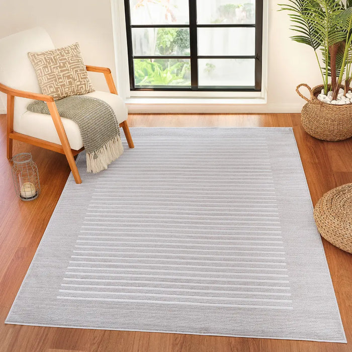 KAYSA Scandi Modern Beige/White Striped Rug
