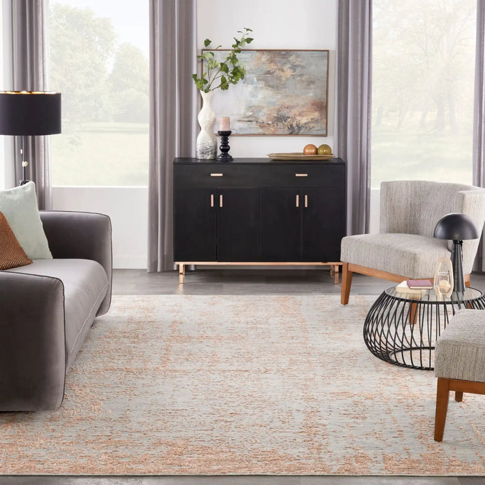 Nourison Delivered in 6 weeks USA luna lun01 blue mocha Blue, Brown Living Room Striped Rug.