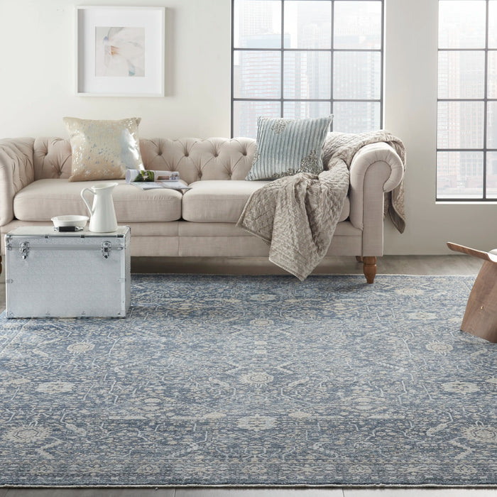 Nourison lustrous weave luw03 blue Blue, Ivory Living Room Rug.