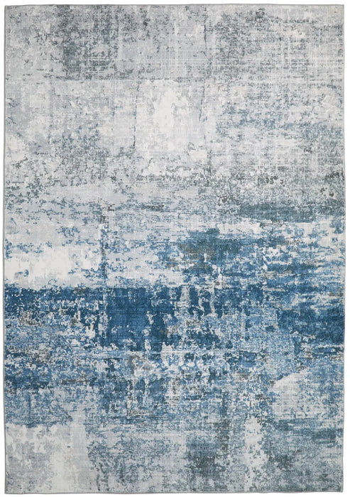Lux Washable LUX07 Blue Ivory Rug