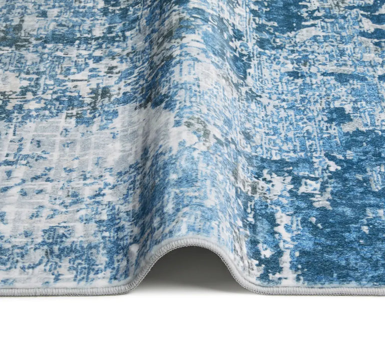 Lux Washable LUX07 Blue Ivory Rug