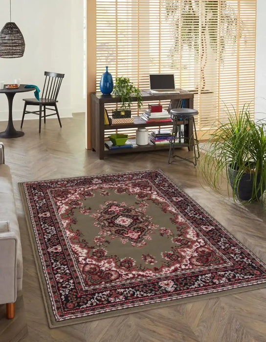 Rug Style traditional poly lancashire green Green, Multicoloured Living Room Moroccan Rug.