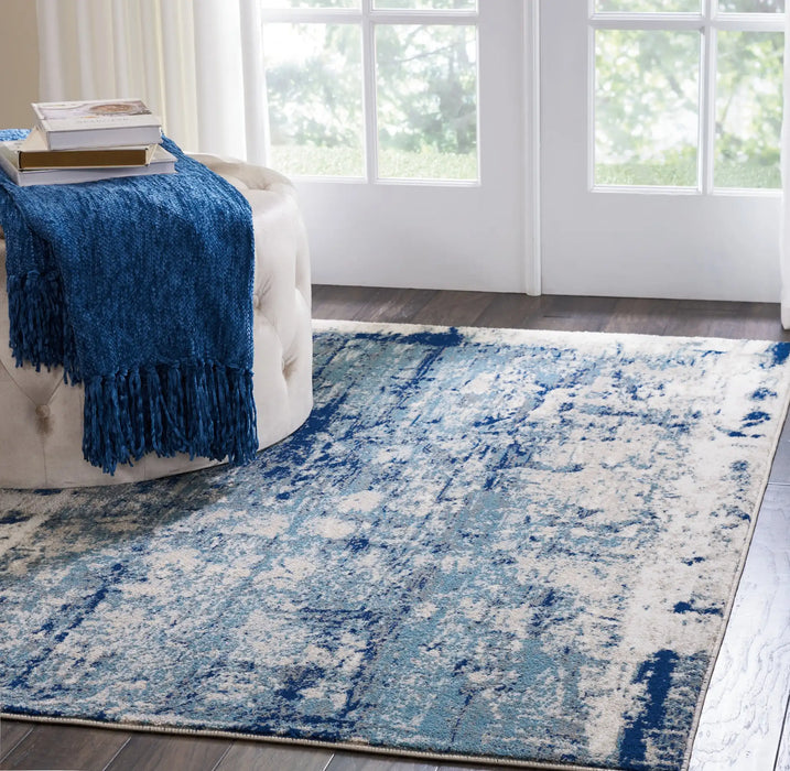 Nourison maxell mae16 ivory blue Blue, Ivory Living Room Floral Rug.