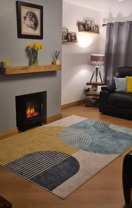 Photo by Zoe F, | Asiatic muse mu15 blue retro Living Room Geometric Rug.