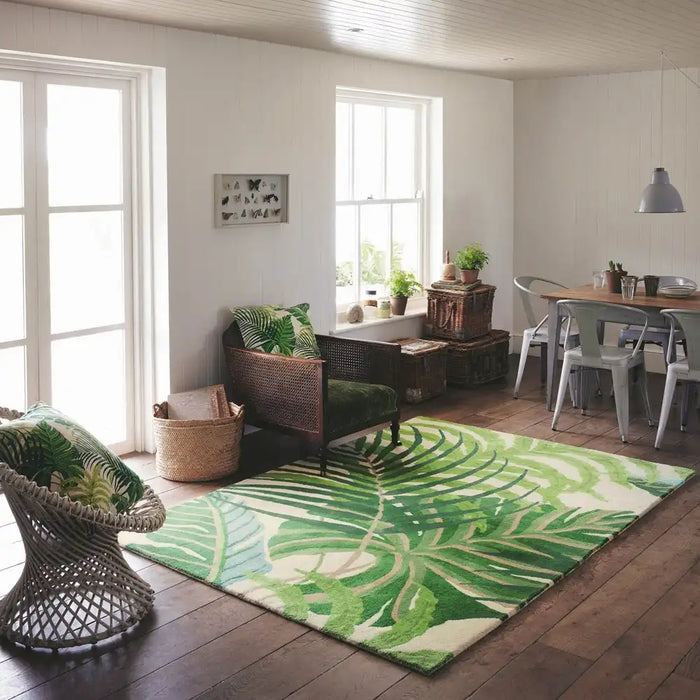 Sanderson sanderson manila green 46407 Green Living Room Wool Rug.