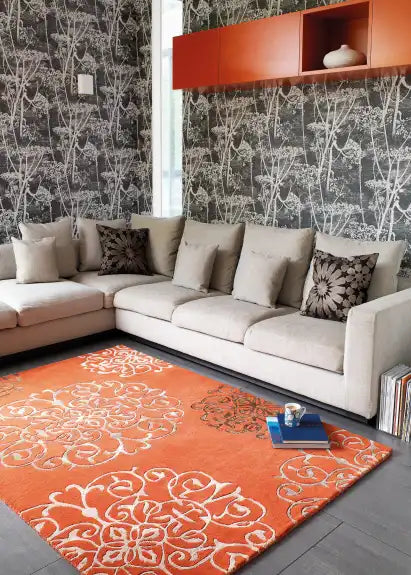 Asiatic tangier matrix max43 terra Orange Living Room Wool Rug.