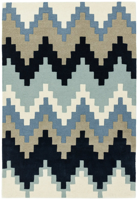 Asiatic cuzzo matrix max70 blue Blue, Multicoloured Wool Rug.