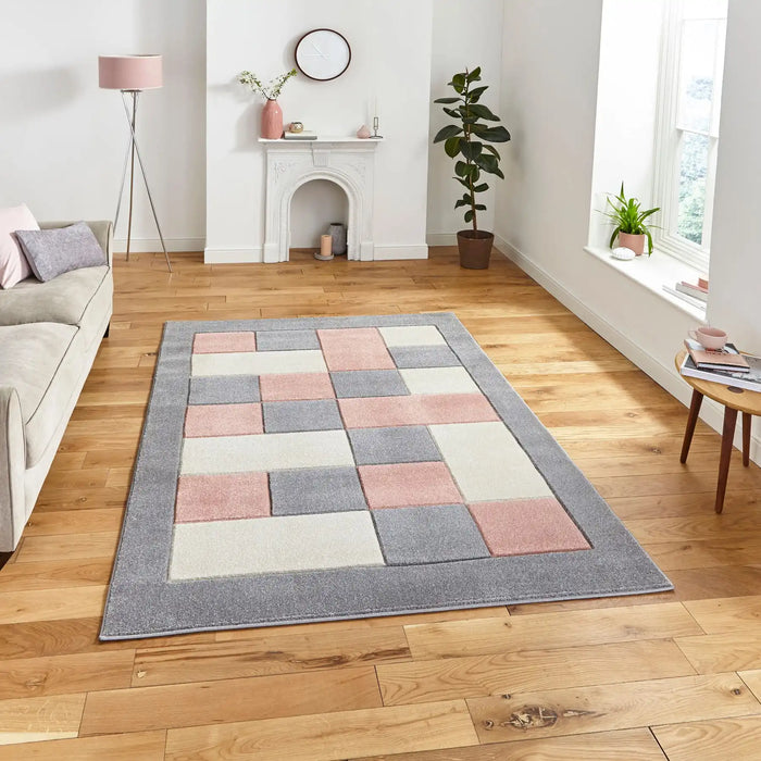 Think Rugs matrix think mt04 grey rose Grey, Multicoloured, Pink Living Room Rug.