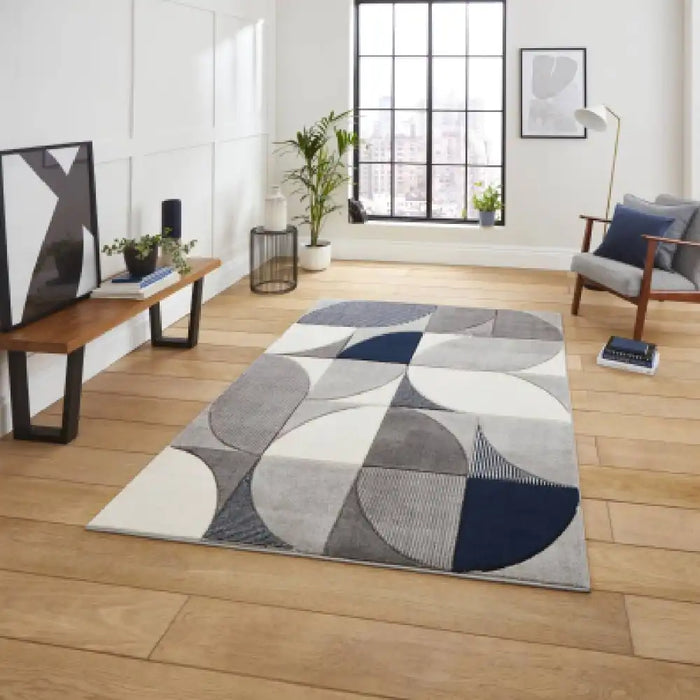 Think Rugs matrix think mt63 grey navy Blue, Grey, Navy Living Room Rug.
