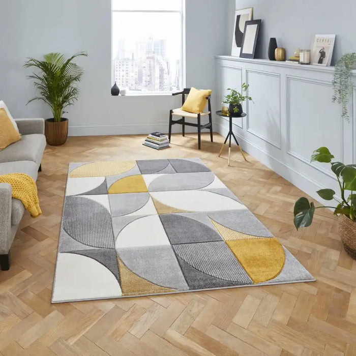 Think Rugs matrix think mt63 grey yellow Grey, Yellow Living Room  Rug.