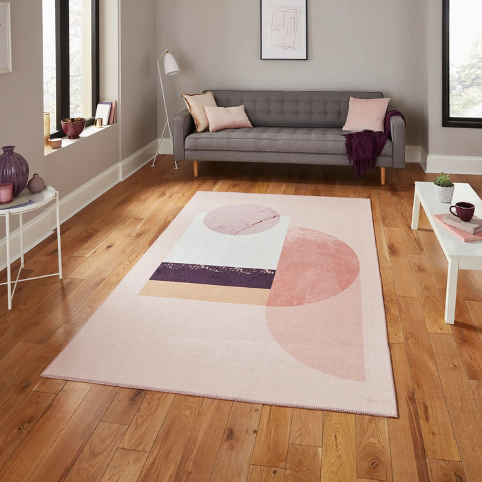 Think Rugs michelle collins ab0157 rose Pink Living Room Flat Weave Rug.