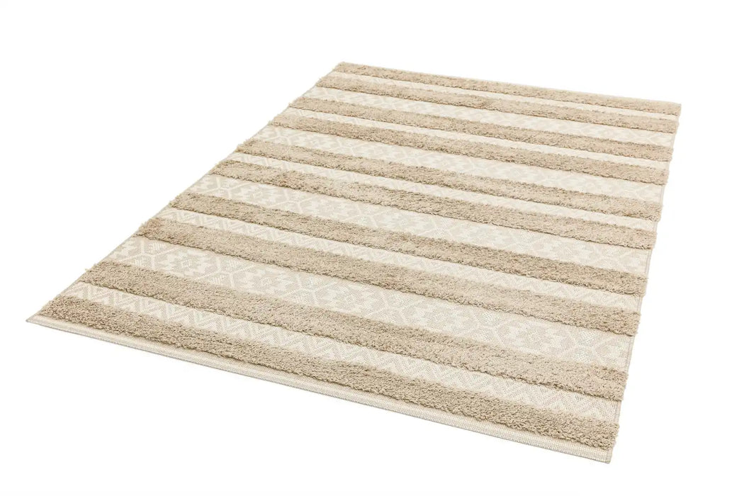 Asiatic monty mn04 natural cream stripe Beige, Ivory, Cream Living Room Geometric Rug.