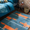 Scion scion hand tufted mr fox denim 25318 Blue, Orange Living Room Wool Rug.