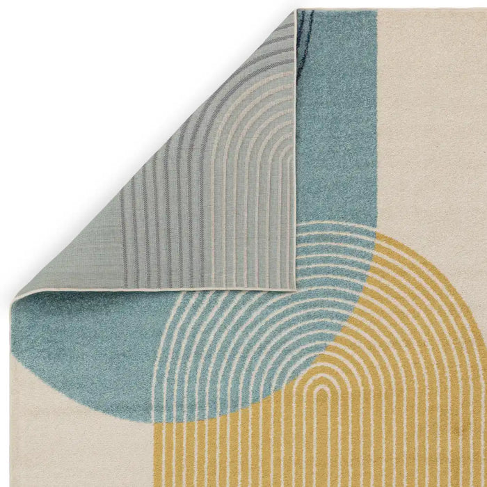 Asiatic muse mu15 blue retro Blue, Grey, Yellow, Multicoloured Living Room Geometric Rug.