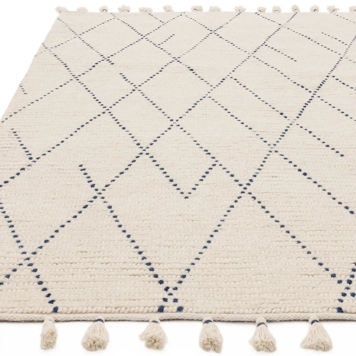 Asiatic nepal cream blue linear Blue, Cream Living Room Moroccan Rug.