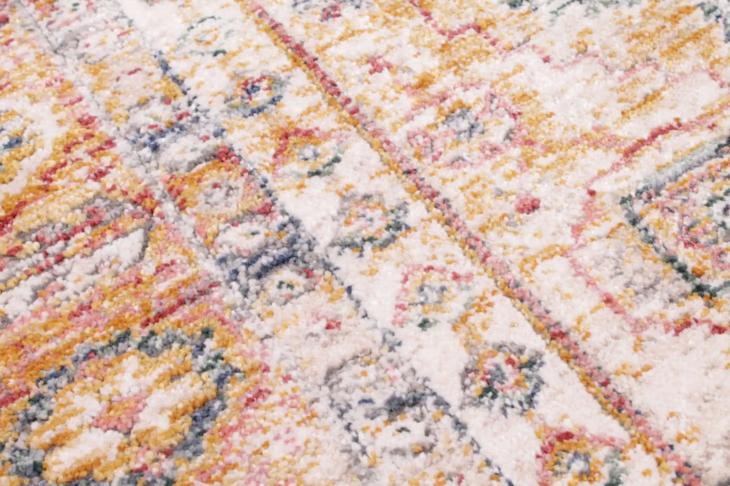 URCO nova urco 8879 cream Yellow, Multicoloured, Cream Living Room Moroccan Rug.