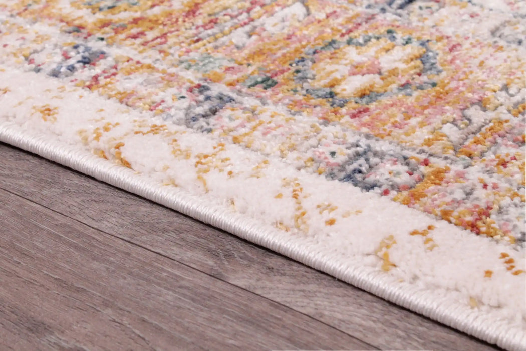 URCO nova urco 8879 cream Yellow, Multicoloured, Cream Living Room Moroccan Rug.