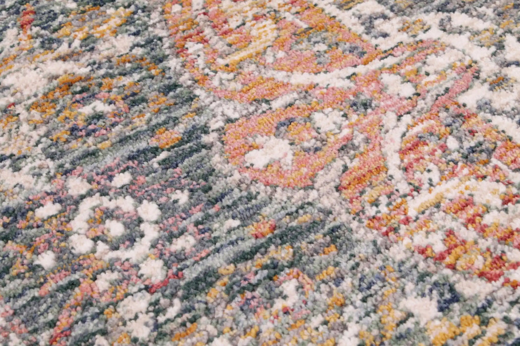 URCO nova urco 8881 green Green, Multicoloured Living Room Moroccan Rug.