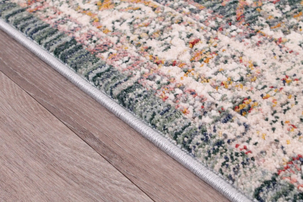 URCO nova urco 8881 green Green, Multicoloured Living Room Moroccan Rug.