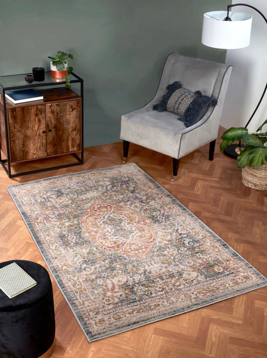 URCO nova urco 8881 green Green, Multicoloured Living Room Moroccan Rug.