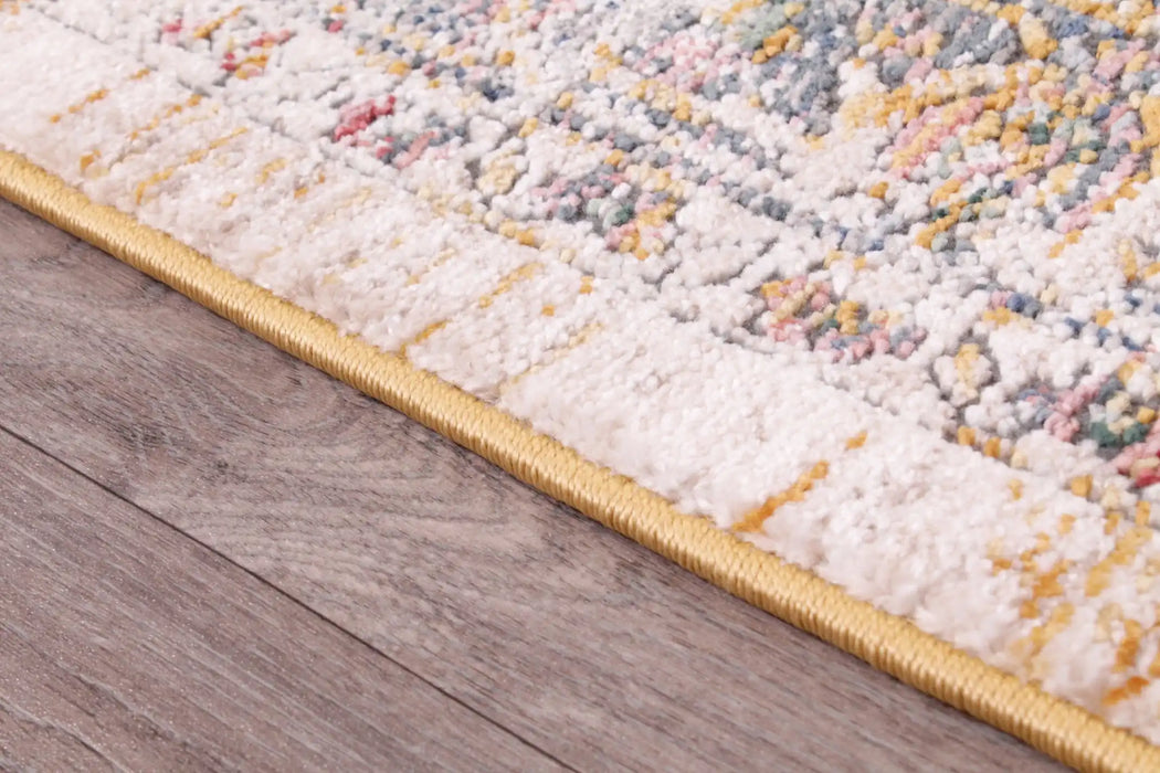 URCO nova urco 9048 cream Yellow, Multicoloured, Cream Living Room Moroccan Rug.