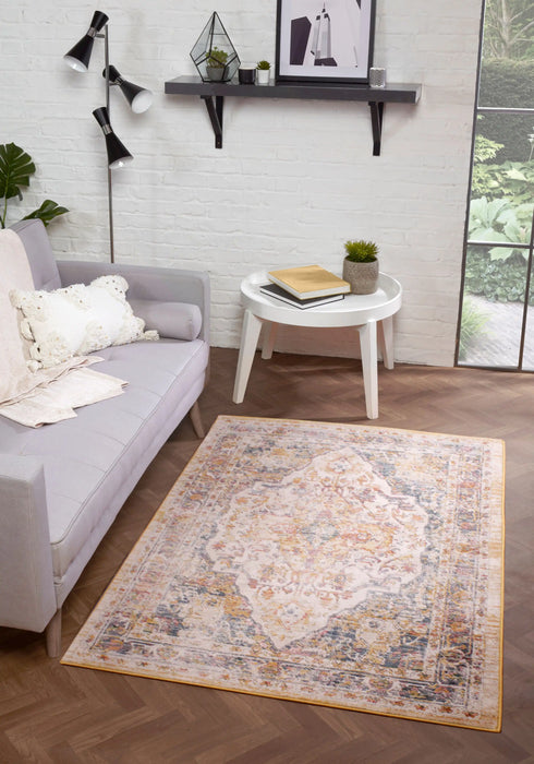 URCO nova urco 9048 cream Yellow, Multicoloured, Cream Living Room Moroccan Rug.