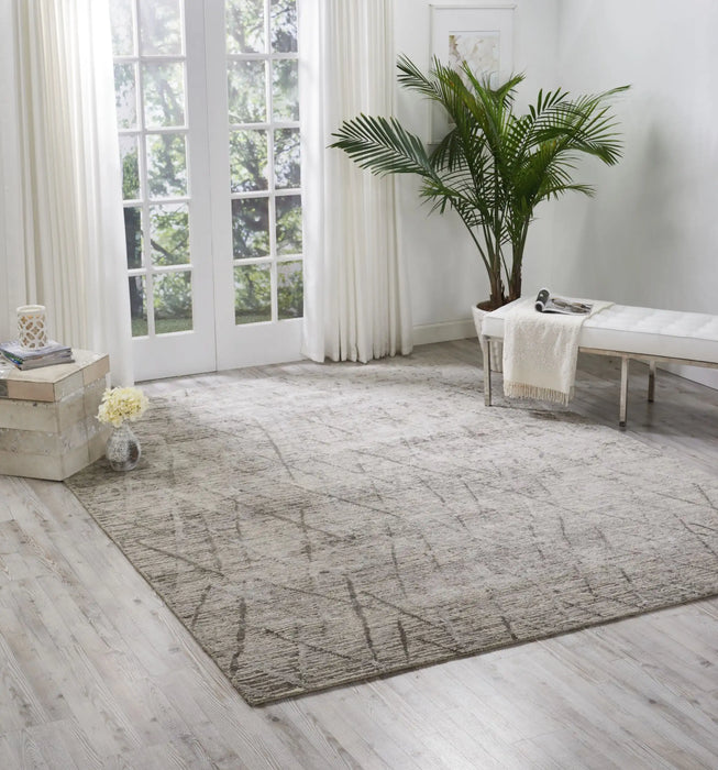 Nourison ocean ocp02 stone Grey Living Room Wool Rug.