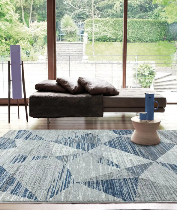Asiatic orion or14 blocks blue Blue Living Room Rug.