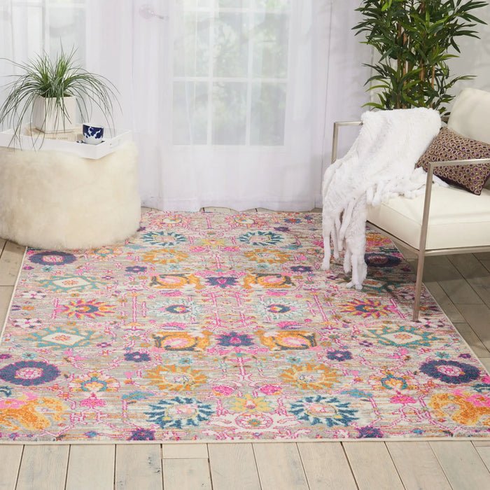 Nourison passion nourison psn01 silver Grey, Multicoloured Living Room Rug.
