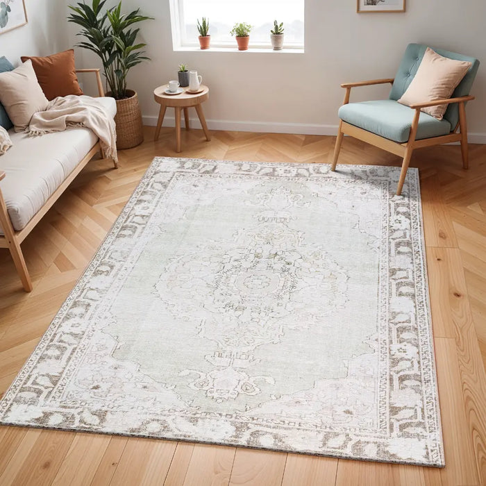 JALAPA Our PNW Home x Livabliss Machine Washable Oriental Boho Cream/Light Brown Rug