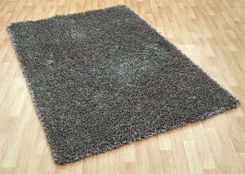 Asiatic metallica metallica silver Grey Shaggy Rug.