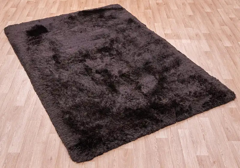 Asiatic plush plush dark chocolate Brown Living Room Shaggy Rug.