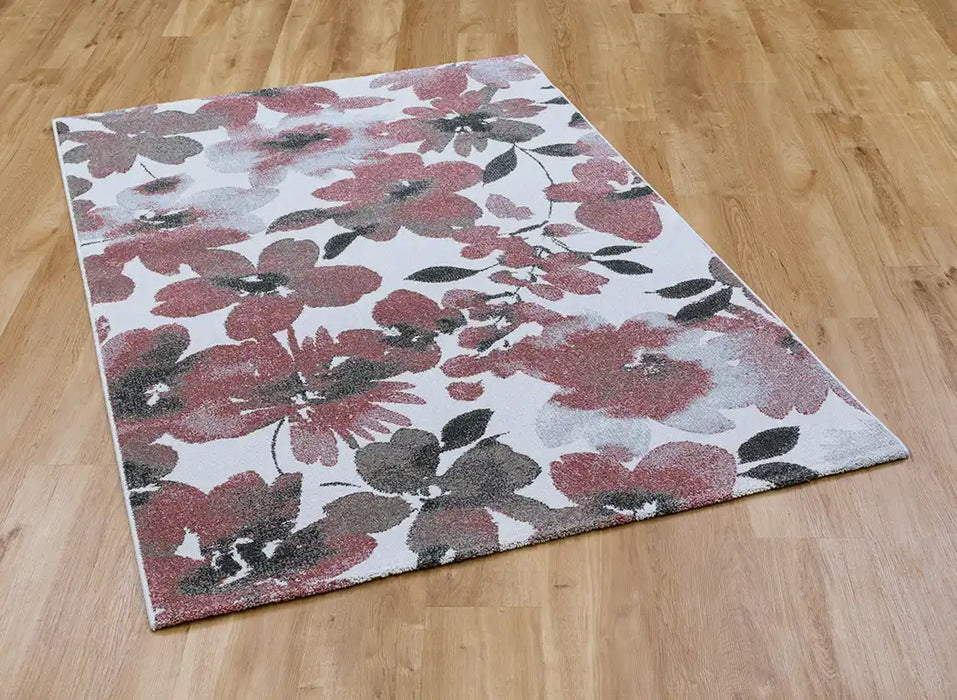 Mastercraft liberty 34006 6111 Ivory, Multicoloured, Pink Living Room Floral Rug.