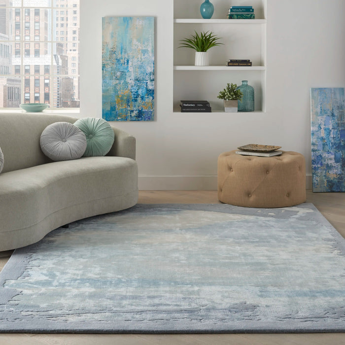 Nourison prismatic prs19 seafoam silver Grey, Multicoloured Living Room Wool Rug.