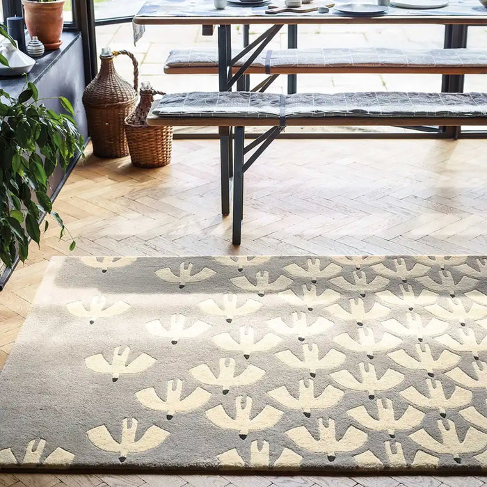 Scion scion hand tufted pajaro steel 23904 Grey Living Room Wool Rug.