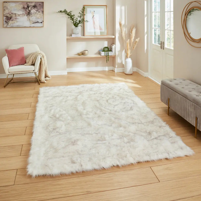 Polar Plush White/Grey Soft Shaggy Rug