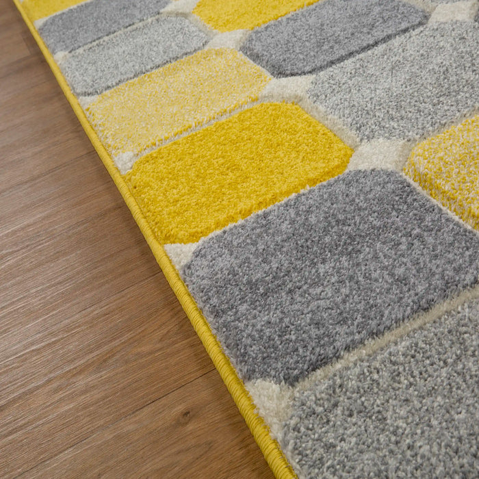 Oriental Weavers portland 172 j Grey, Yellow, Multicoloured, Cream Living Room Geometric Rug.