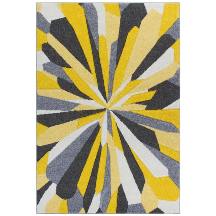 Oriental Weavers portland 3337 a Grey, Yellow, Multicoloured Living Room Geometric Rug.