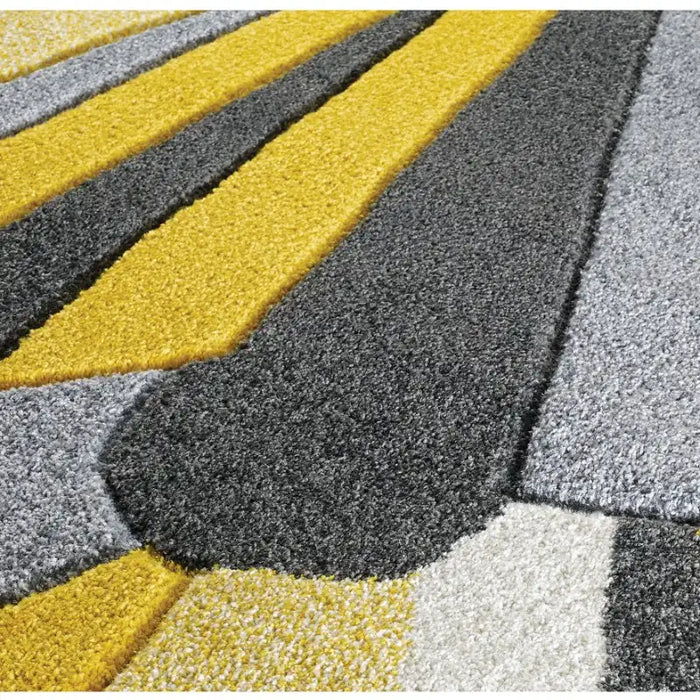 Oriental Weavers portland 3337 a Grey, Yellow, Multicoloured Living Room Geometric Rug.