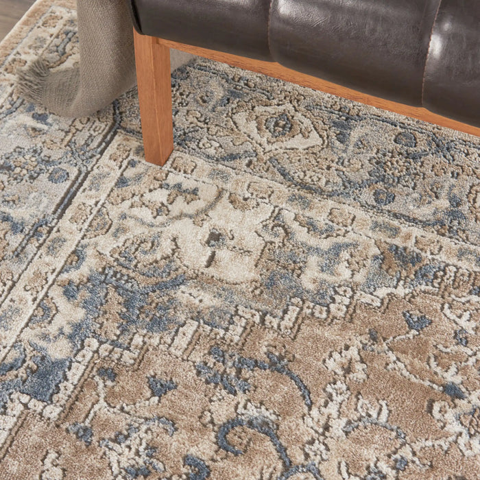 Nourison quarry qua05 grey beige Grey, Beige Living Room Moroccan Rug.