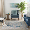 Nourison quarry qua11 ivory blue Blue, Ivory Living Room Moroccan Rug.