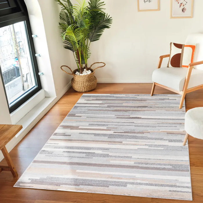 OLIVIA Scandi Modern Medium Gray/Tan/White Rug
