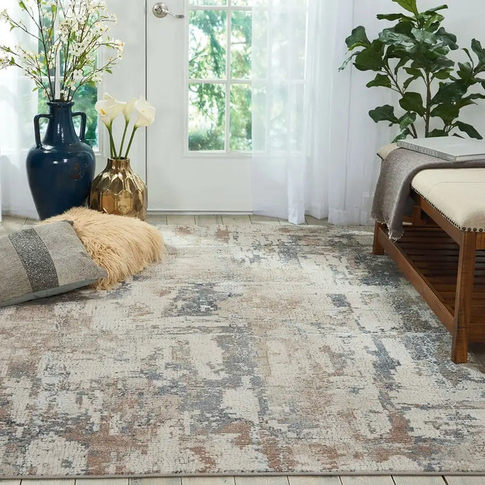 Nourison rustic textures rus06 beige grey Grey, Beige Living Room Rug.
